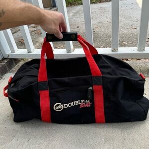 Vintage Double H Boots - Western Duffel Bag Black Red Rodeo Travel Luggage HH